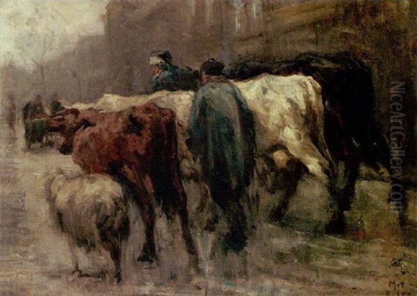 Return Of The Cattle Oil Painting by Roland Lary