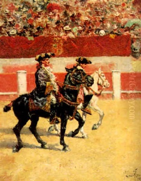 At The Bullfight Oil Painting by Gaetano De Las Heras