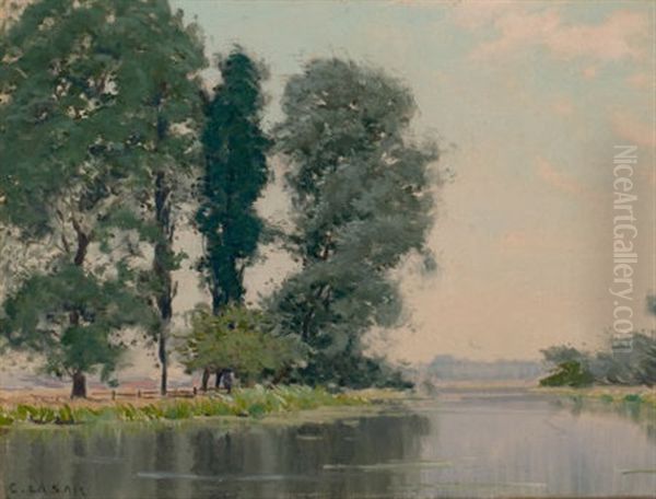 Trees By The River Oil Painting by Charles Augustus C. Lasar