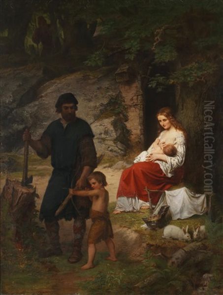 Ved Hulen Oil Painting by Carl Johann Lasch