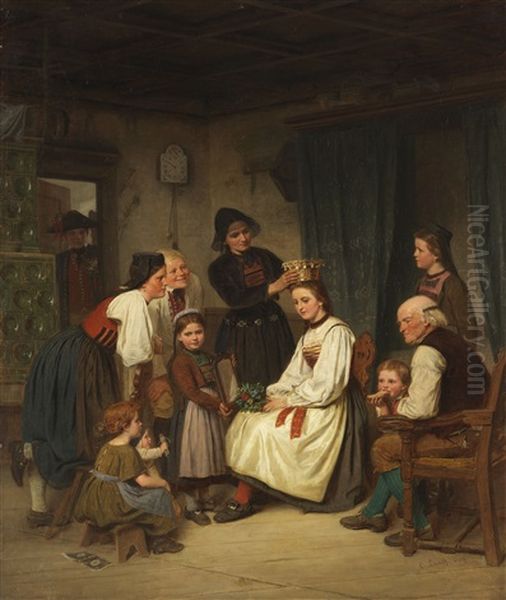 Die Brautschmuckung Oil Painting by Carl Johann Lasch