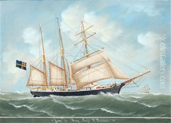 Jerso From Harg, Capt G. Sundman Oil Painting by Edwin Hugo Laschke