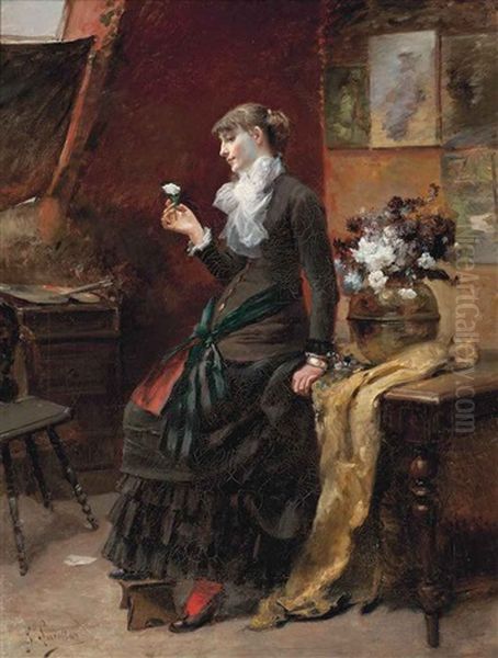 Contemplation Oil Painting by Gustave Francois Lasellaz