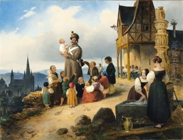 Die Gluckliche Heimkehr Oil Painting by Gustav (Augustin G.) Lasinsky