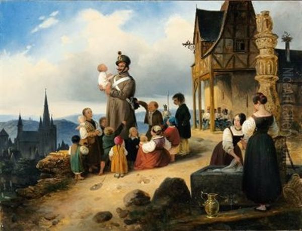 Die Gluckliche Heimkehr Oil Painting by Gustav (Augustin G.) Lasinsky