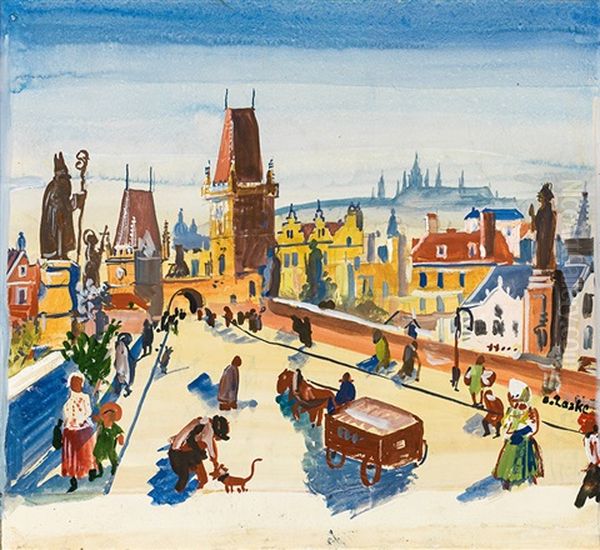 Prag Oil Painting by Oskar Laske