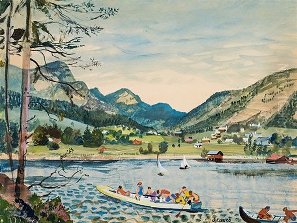 Altausseer See (seeklause) Oil Painting by Oskar Laske