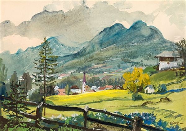 Mieders At The Stubai Valley Oil Painting by Oskar Laske