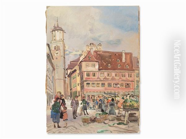 Market In Memmingen by Oskar Laske