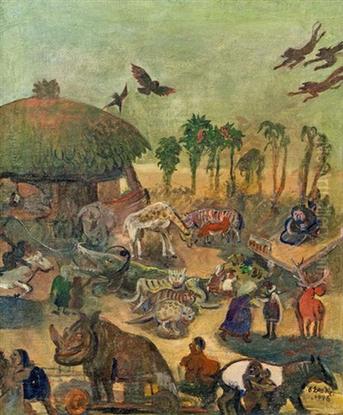 Animal Market In Timbuktu Oil Painting by Oskar Laske