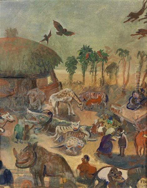 Tiermarkt In Timbuktu Oil Painting by Oskar Laske