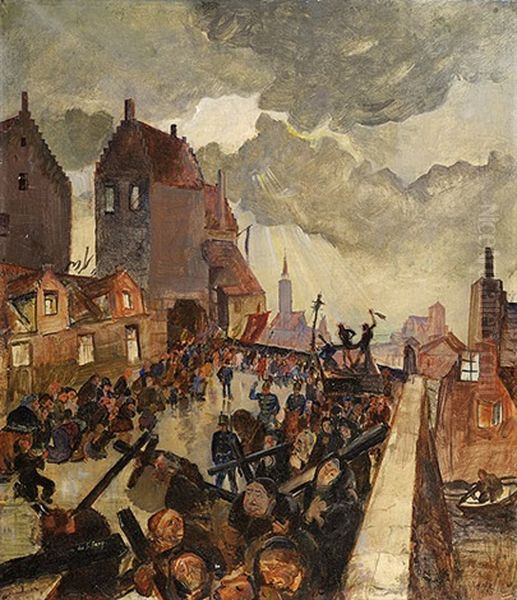 Procession Du St. Sangue 1921 Op.83 Oil Painting by Oskar Laske