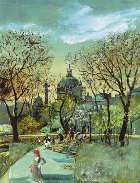 Resselpark Mit Blick Auf Die Karlskirche Oil Painting by Oskar Laske