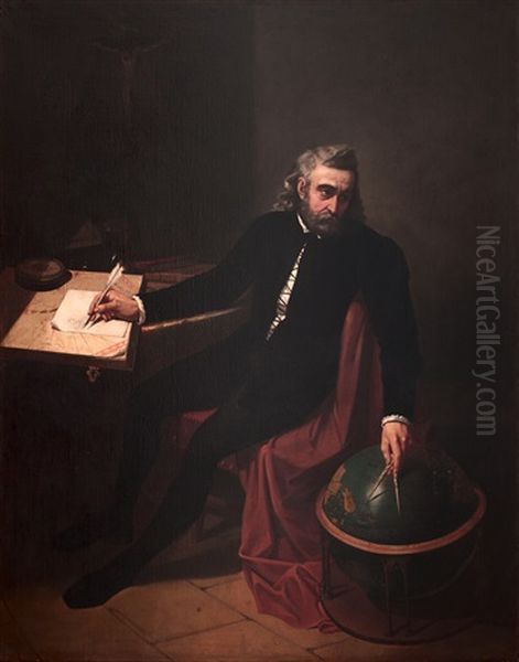 Cristobal Colon Enfrascado En Sus Calculos Oil Painting by Emile Lassalle