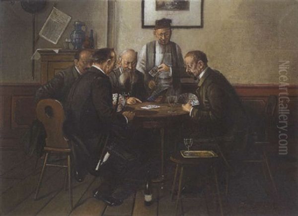 Kartenspieler Im Wirtshaus by Hans August Lassen