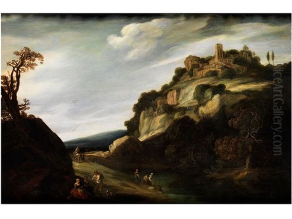 Arkadische Landschaft Mit Figuren Oil Painting by Pieter Lastman