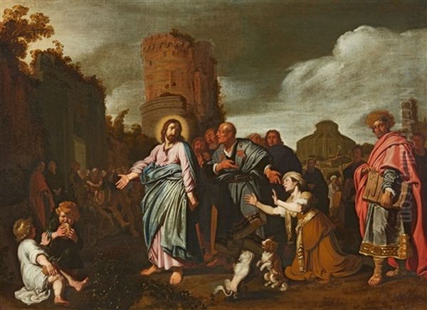 Jesus And The Woman Taken In Adultery Oil Painting by Pieter Lastman