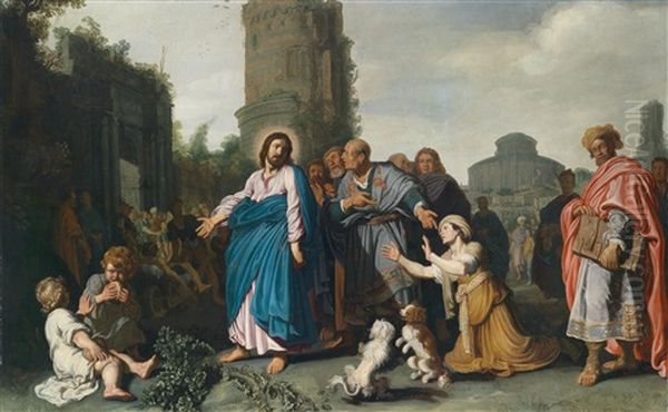 Jesus Und Die Kanaaniterin (matthaus 15, 22-28 Und Markus 7, 24-30) Oil Painting by Pieter Lastman