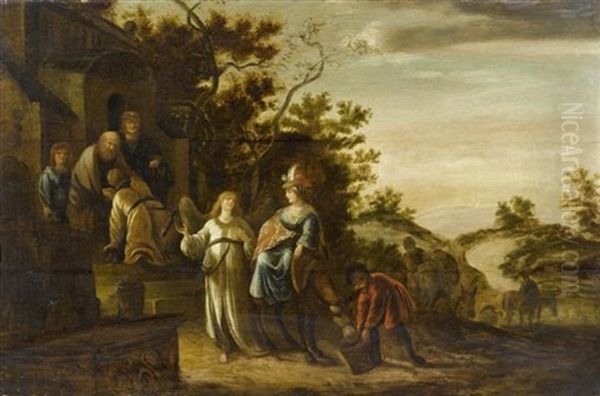 Erzengel Raphael Bei Tobit, Tobias Und Sara Oil Painting by Pieter Lastman