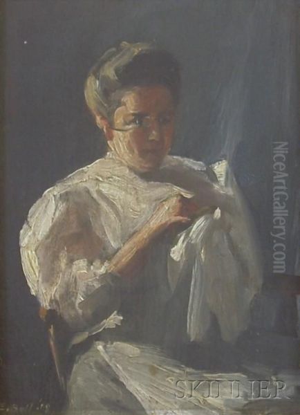 Portrait Of A Woman Oil Painting by Edward August Bell