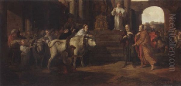 Saints Paul And Barnabus At Lystra Oil Painting by Pieter Lastman