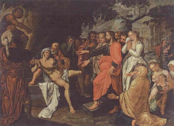 Die Auferweckung Des Lazarus Oil Painting by Pieter Lastman