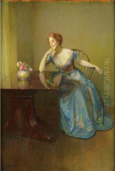 Blue And Brown Oil Painting by Edward August Bell