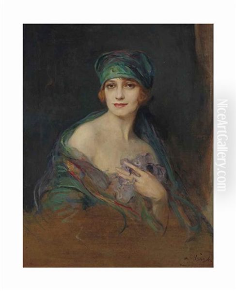 Portrait De La Princesse Donna Maria Ruspoli (1888-1976), Duchesse De Gramont Oil Painting by Philip Alexius De Laszlo