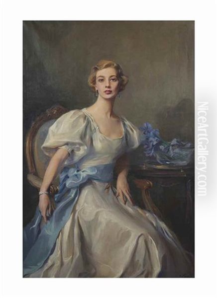 Portrait De Cecile Elizabeth Florence Rankin (1914-1993), Lady Grandy Oil Painting by Philip Alexius De Laszlo