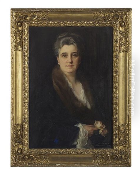 Portrait Of Madame Lydia Eustis Loudon (1871-1957 Oil Painting by Philip Alexius De Laszlo