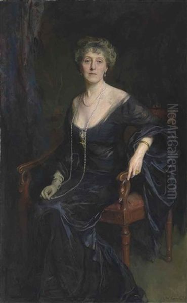 Portrait Of Mary Frances Dundas, Wife Of Robert Finnie Mcewen Of Marchmont And Bardrochat, Three-quarter Length Oil Painting by Philip Alexius De Laszlo