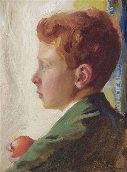 Portrait Of The Artist's Son, Patrick De Laszlo (1909-1980) Oil Painting by Philip Alexius De Laszlo