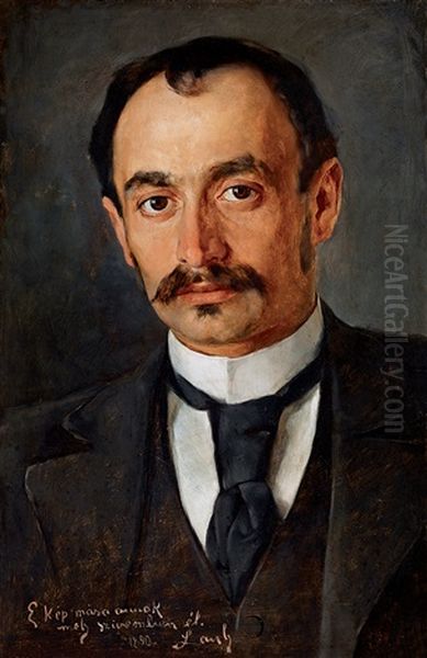 Editor Of A Provincial Periodical (portrait Of Dr. Pal Grunbaum-galambos) Oil Painting by Philip Alexius De Laszlo