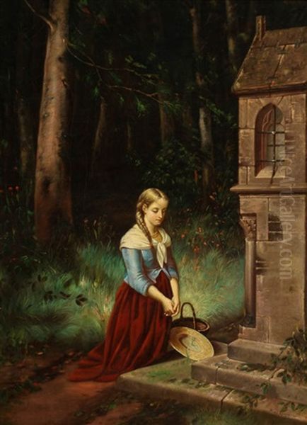 Girl Praying Oil Painting by Philip Alexius De Laszlo