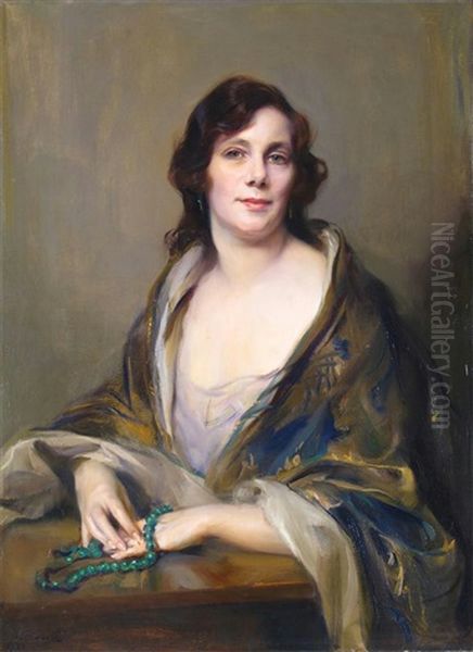 Portrait Of Mrs Veronique Nettlefold, Known As The South African Nightingale Oil Painting by Philip Alexius De Laszlo