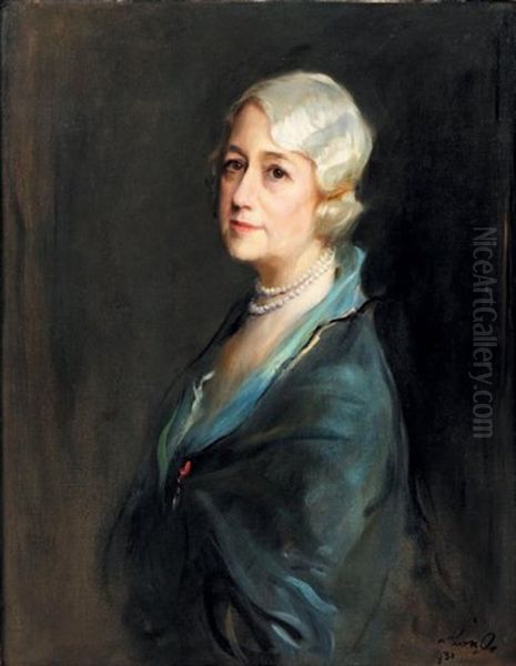 Madame Paul Dupuy, Nee Helene Browne, Mere De La Princesse Guy De Polignac Oil Painting by Philip Alexius De Laszlo