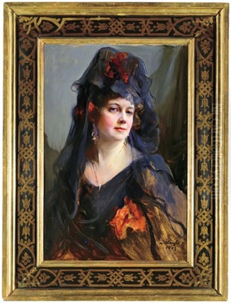 Portrait Of Mrs. John Walter Oil Painting by Philip Alexius De Laszlo