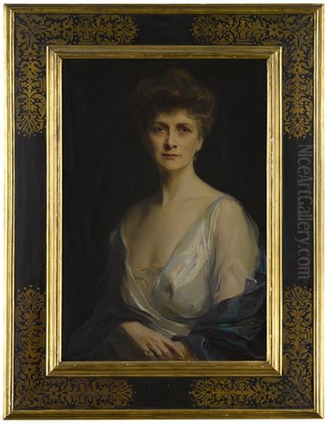 Portrait Of Mrs John W. Davis, Nee Ellen G. Bassel Oil Painting by Philip Alexius De Laszlo