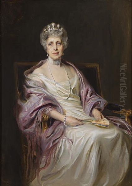 A Portrait Of Mrs. Robert Livingston Fryer, Nee Miss Melissa Dodge Pratt Oil Painting by Philip Alexius De Laszlo