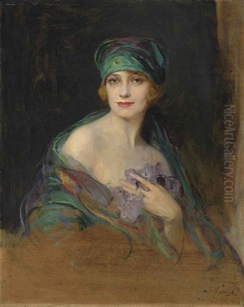 Portrait Of Princess Ruspoli, Duchess De Gramont (1888-1976) Oil Painting by Philip Alexius De Laszlo