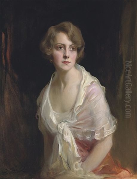 Mrs Claud Mullins, Nee Gwen Brandt Oil Painting by Philip Alexius De Laszlo