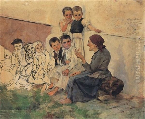 Gyerekek (children) Oil Painting by Philip Alexius De Laszlo