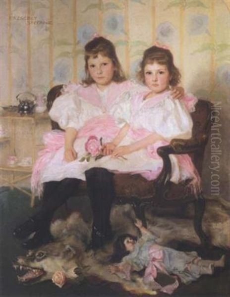 Portrait Of Erzebet And Stefanie Oil Painting by Philip Alexius De Laszlo