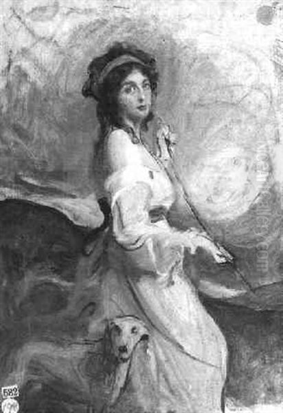 Lady With A Dog Oil Painting by Philip Alexius De Laszlo