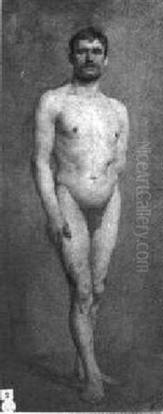 Standing Male Nude Oil Painting by Philip Alexius De Laszlo