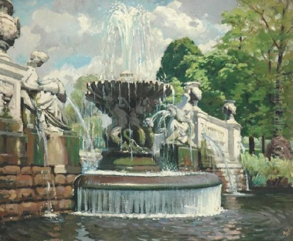 Kensington Gardens Oil Painting by George C. Bell