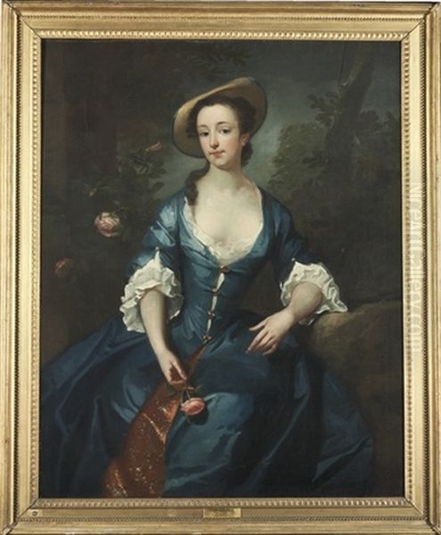 Portrait Of A Lady, Three-quarter-length Oil Painting by James Latham