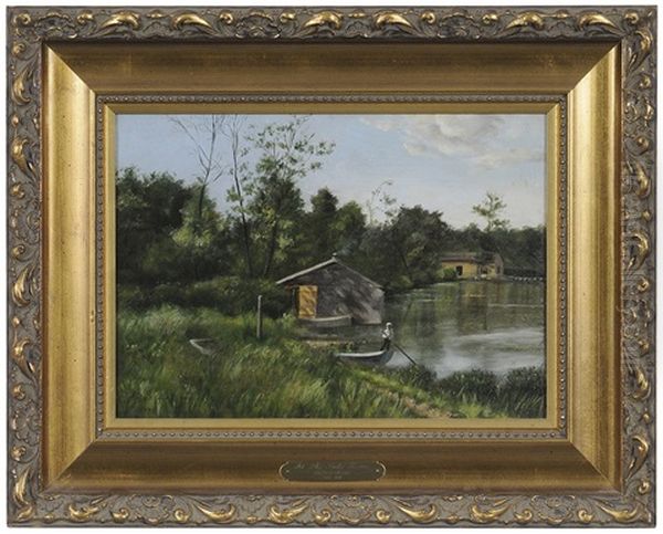 At The Lake House Oil Painting by Ida Pulis Lathrop