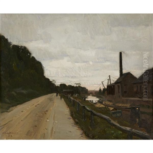 Road By The Canal Oil Painting by William Langson Lathrop