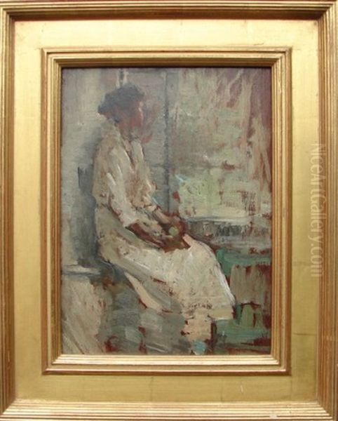 Sketch Of Lydia Scott At The Lathrop Home Oil Painting by William Langson Lathrop